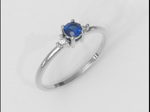 Round Gemstone Classic Ring 3D 打印模型