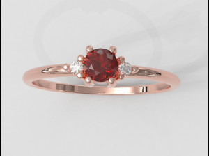 Round Gemstone Classic Ring 3D 打印模型