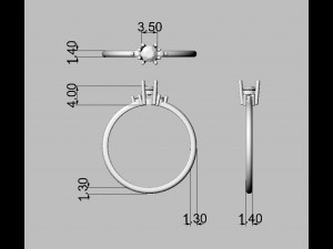 Round Gemstone Classic Ring 3D 打印模型