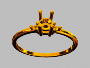 Round Gemstone Classic Ring 3D 打印模型