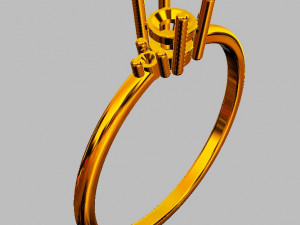 Round Gemstone Classic Ring 3D 打印模型