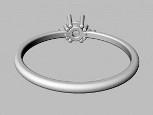 Round Gemstone Classic Ring 3D 打印模型