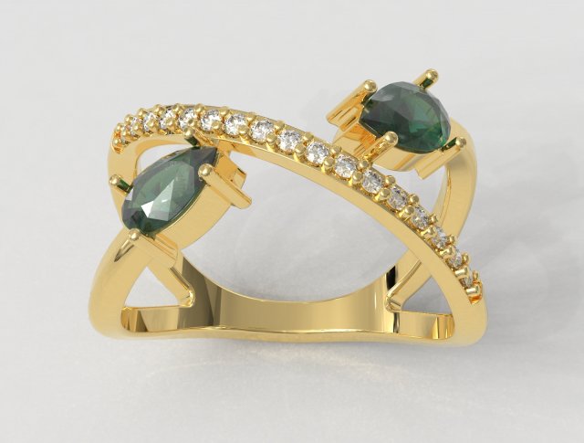 Pear Gemstone Rin 3D Принт Модель .c4d .max .obj .3ds .fbx .stl .blend 