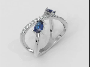 Pear Gemstone Rin 3D Print Model