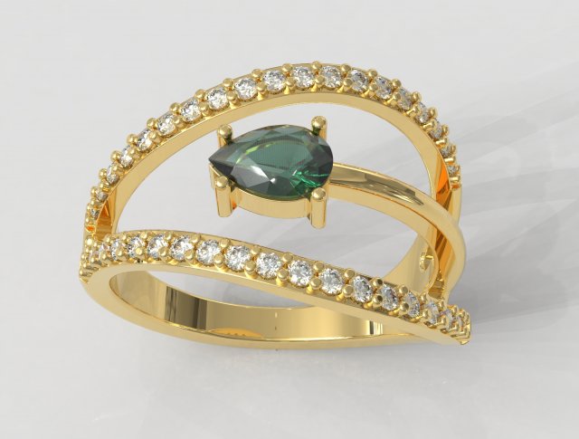 Modern Gemstone Ring 3D Print Model .c4d .max .obj .3ds .fbx .stl .blend