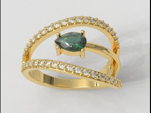 Modern Gemstone Ring 3D Print Model
