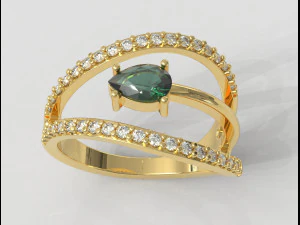 Anel de pedras preciosas moderno Modelo de Impressão 3D