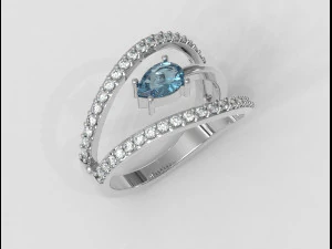 Modern Gemstone Ring 3D Print Model
