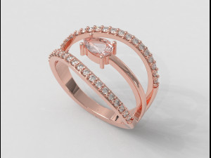 Modern Gemstone Ring 3D Print Model