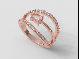 Modern Gemstone Ring 3D Print Model
