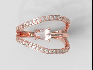 Modern Gemstone Ring 3D Print Model