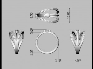 Modern Gemstone Ring 3D Print Model