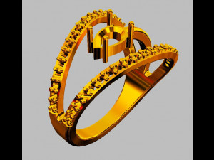 Modern Gemstone Ring 3D Print Model