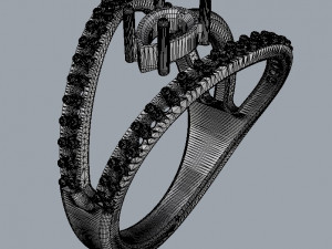 Modern Gemstone Ring 3D Print Model