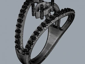 Modern Gemstone Ring 3D Print Model