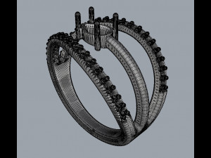 Modern Gemstone Ring 3D Print Model