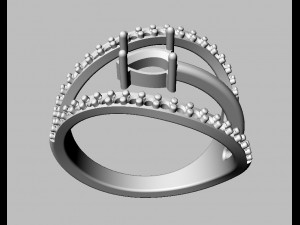 Modern Gemstone Ring 3D Print Model