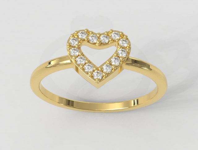 Heart Diamond Ring 3D Print Model .c4d .max .obj .3ds .fbx .stl .blend 