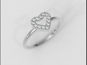 Heart Diamond Ring 3D Print Model