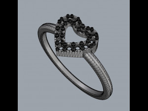 Heart Diamond Ring 3D Print Model