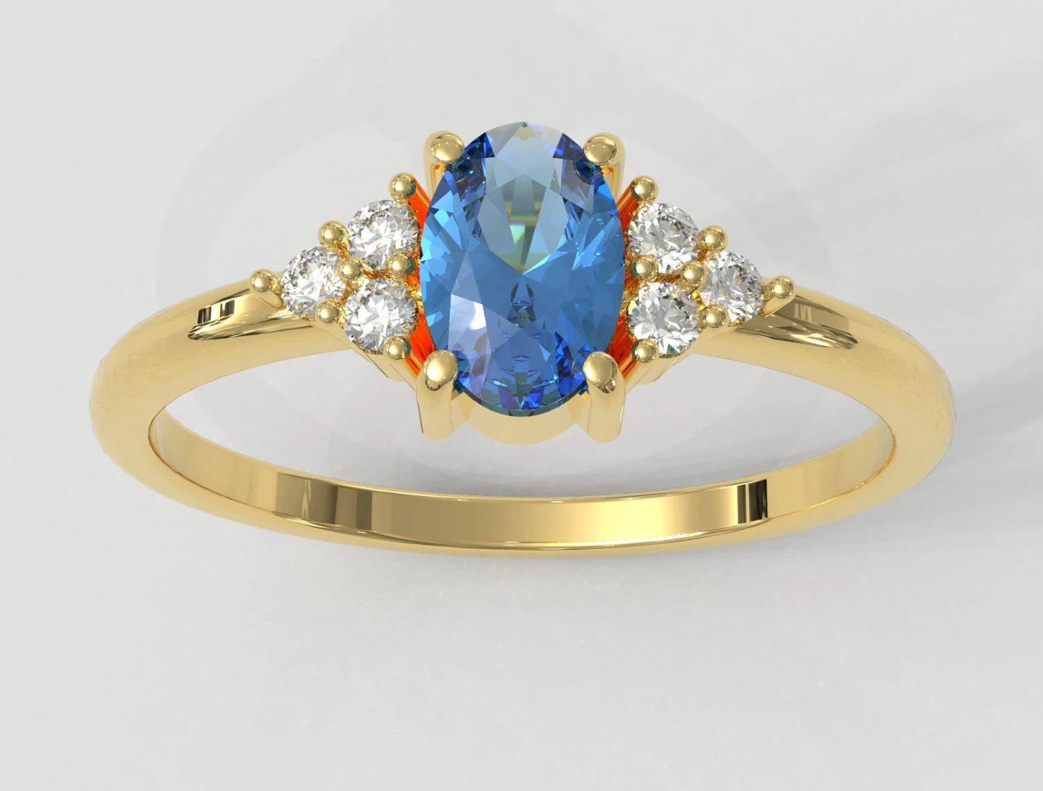 Oval Gemstone Classic Ring 3D Print Model .c4d .max .obj .3ds .fbx .stl .blend 