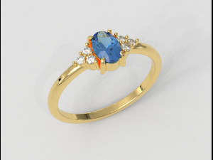 Oval Gemstone Classic Ring Modelo de Impressão 3D