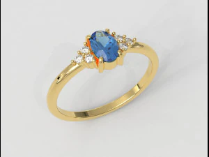 Oval Gemstone Classic Ring 3D Print Model