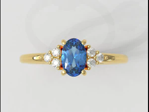 Oval Gemstone Classic Ring 3D Print Model