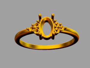 Oval Gemstone Classic Ring 3D Print Model