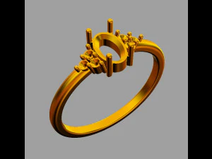 Oval Gemstone Classic Ring 3D Print Model