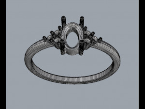 Oval Gemstone Classic Ring Modelo de Impressão 3D