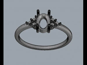 Oval Gemstone Classic Ring 3D Print Model