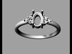 Oval Gemstone Classic Ring 3D Print Model