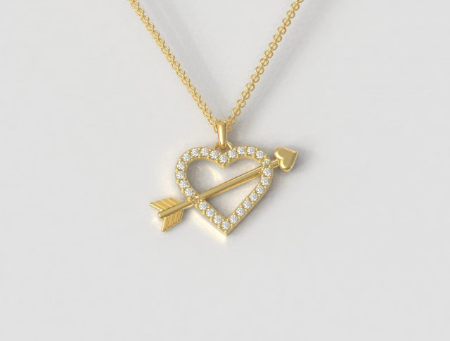 Diamond Arrow Heart Pendant 3D Print Model .c4d .max .obj .3ds .fbx .stl .blend 