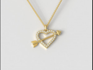 Diamond Arrow Heart Pendant 3D Print Model