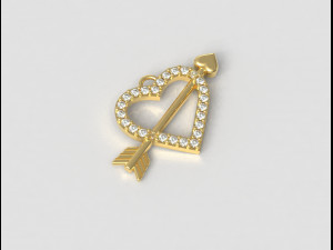 Diamond Arrow Heart Pendant 3D Print Model
