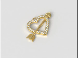 Diamond Arrow Heart Pendant 3D Print Model