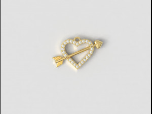 Diamond Arrow Heart Pendant 3D Print Model