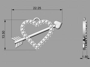 Diamond Arrow Heart Pendant 3D Print Model