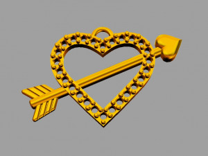 Diamond Arrow Heart Pendant 3D Print Model