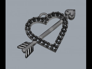 Diamond Arrow Heart Pendant 3D Print Model