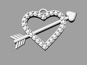 Diamond Arrow Heart Pendant 3D Print Model