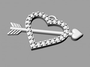 Diamond Arrow Heart Pendant 3D Print Model