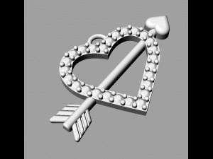 Diamond Arrow Heart Pendant 3D Print Model