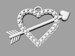 Diamond Arrow Heart Pendant 3D Print Model