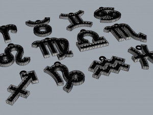 12 Zodiac Pendants 3D 프린트 모델