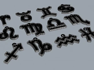 12 Zodiac Pendants 3D Print Model