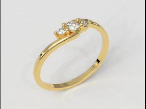 3 Stones Ring 3D Print Model