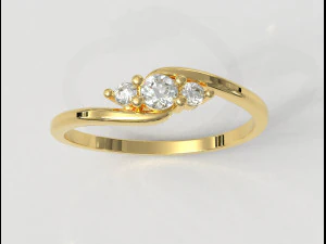 3 Stones Ring 3D Print Model