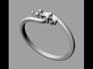 3 Stones Ring 3D Print Model